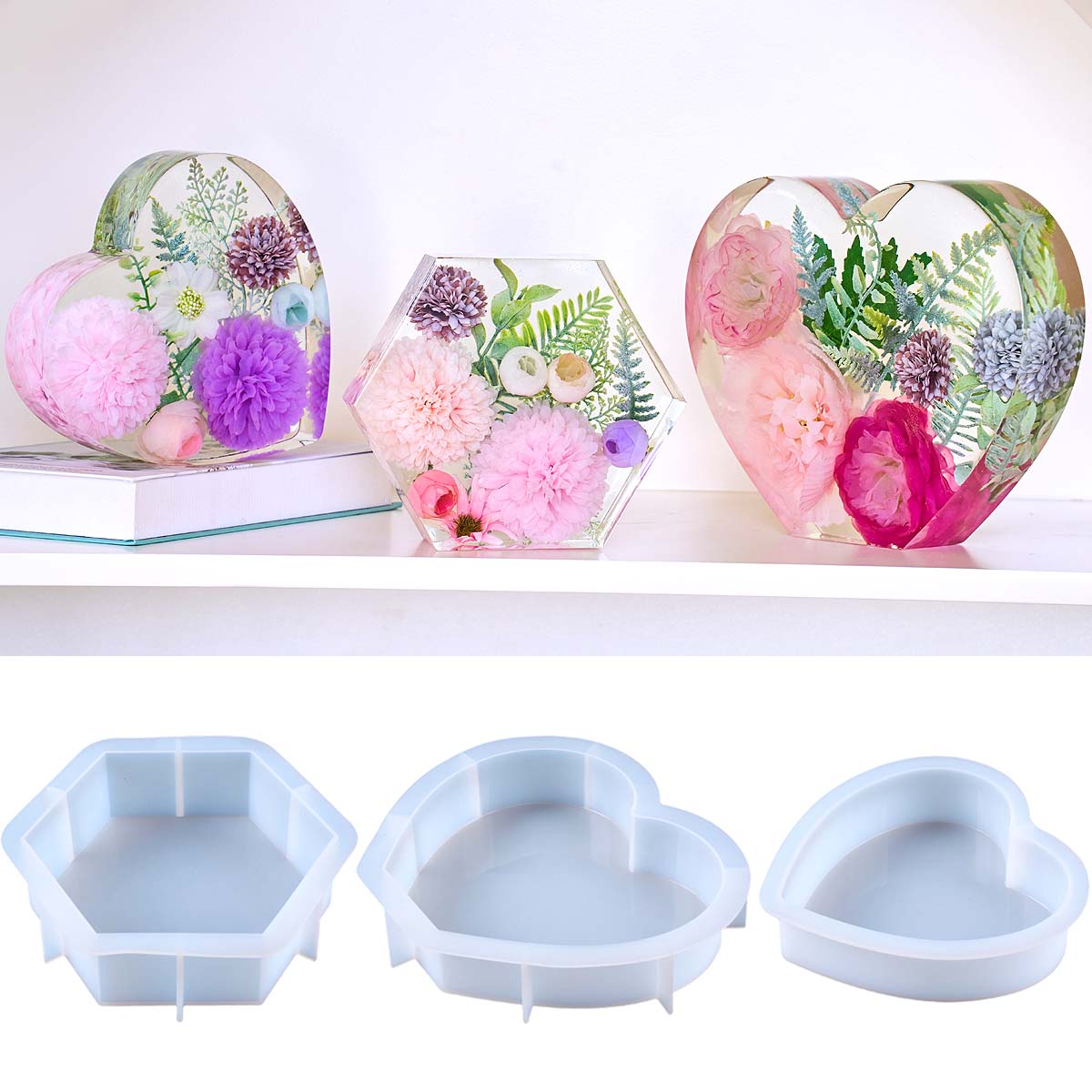 Flower Preservation Resin - Large Love Silicone Mold DIY Heart
