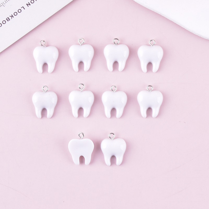 10pcs Cute White Teeth Resin P - Resin Craft Projects ulasan dan harga