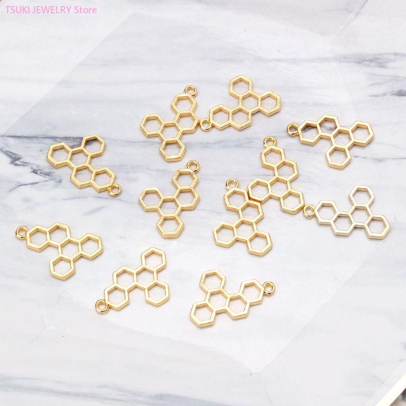 62KE 10x/Set Gold Honeycomb Bl - Bezels Set Pendant ulasan dan harga