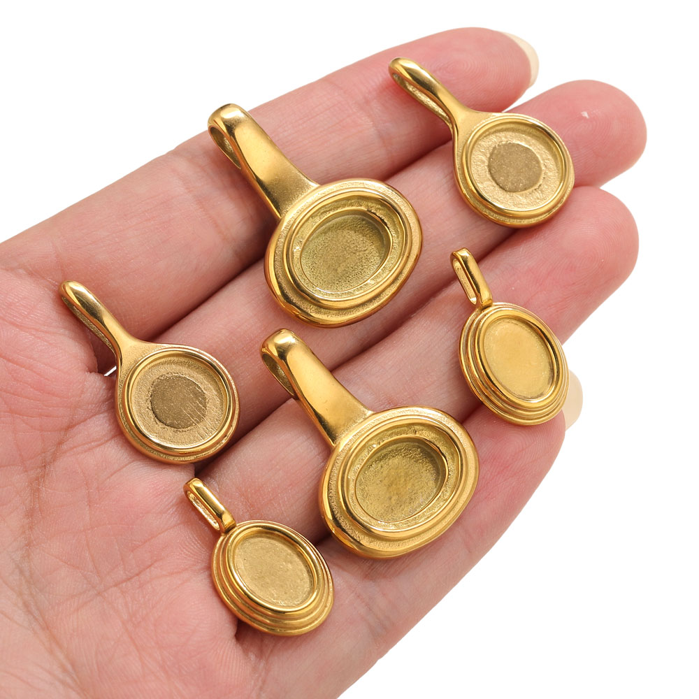 5pcs Stainless Steel Round Ova - Crafting Resin ulasan dan harga