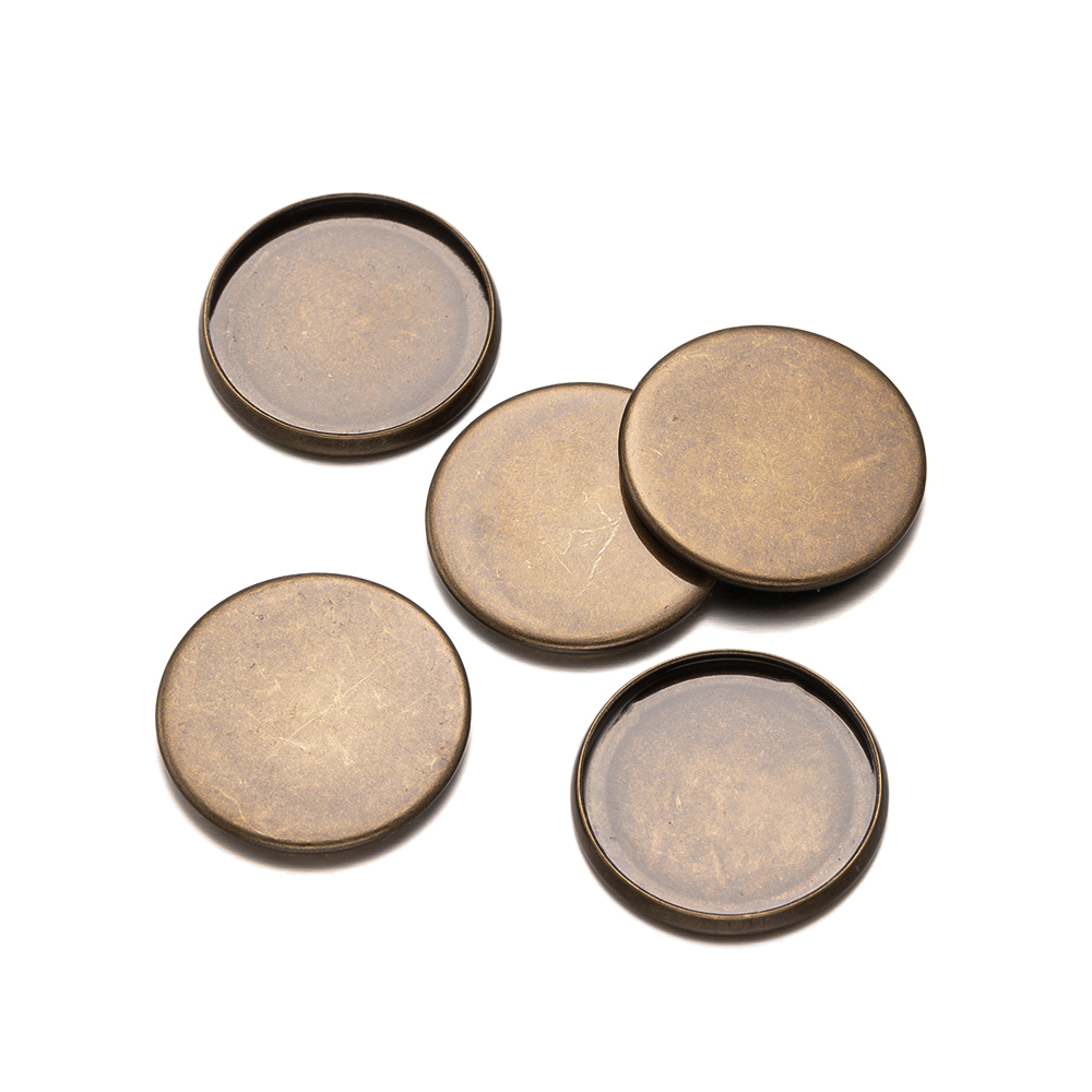20pcs Antique Bronze Flat Roun - Bezels Set Pendant ulasan dan harga