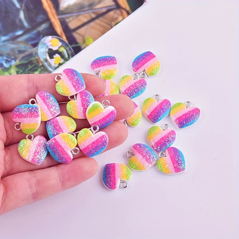 10Pcs Colorful Heart Resin Cha - Resin Crafts Diy ulasan dan harga