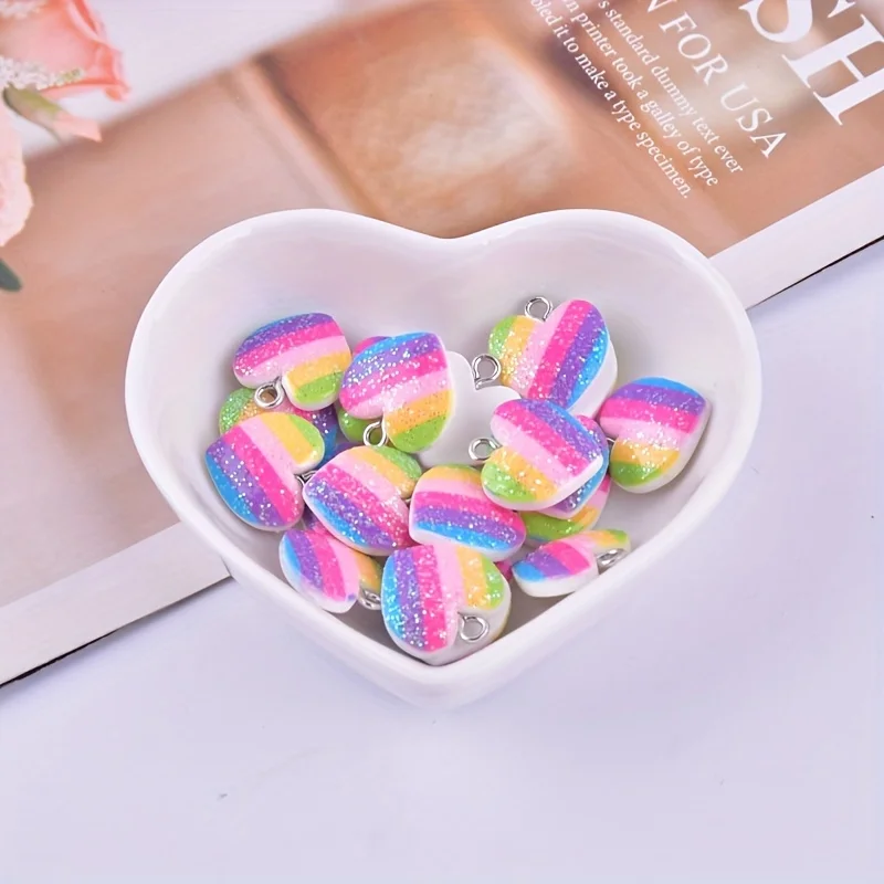 10Pcs Colorful Heart Resin Cha - Resin Crafts Diy ulasan dan harga