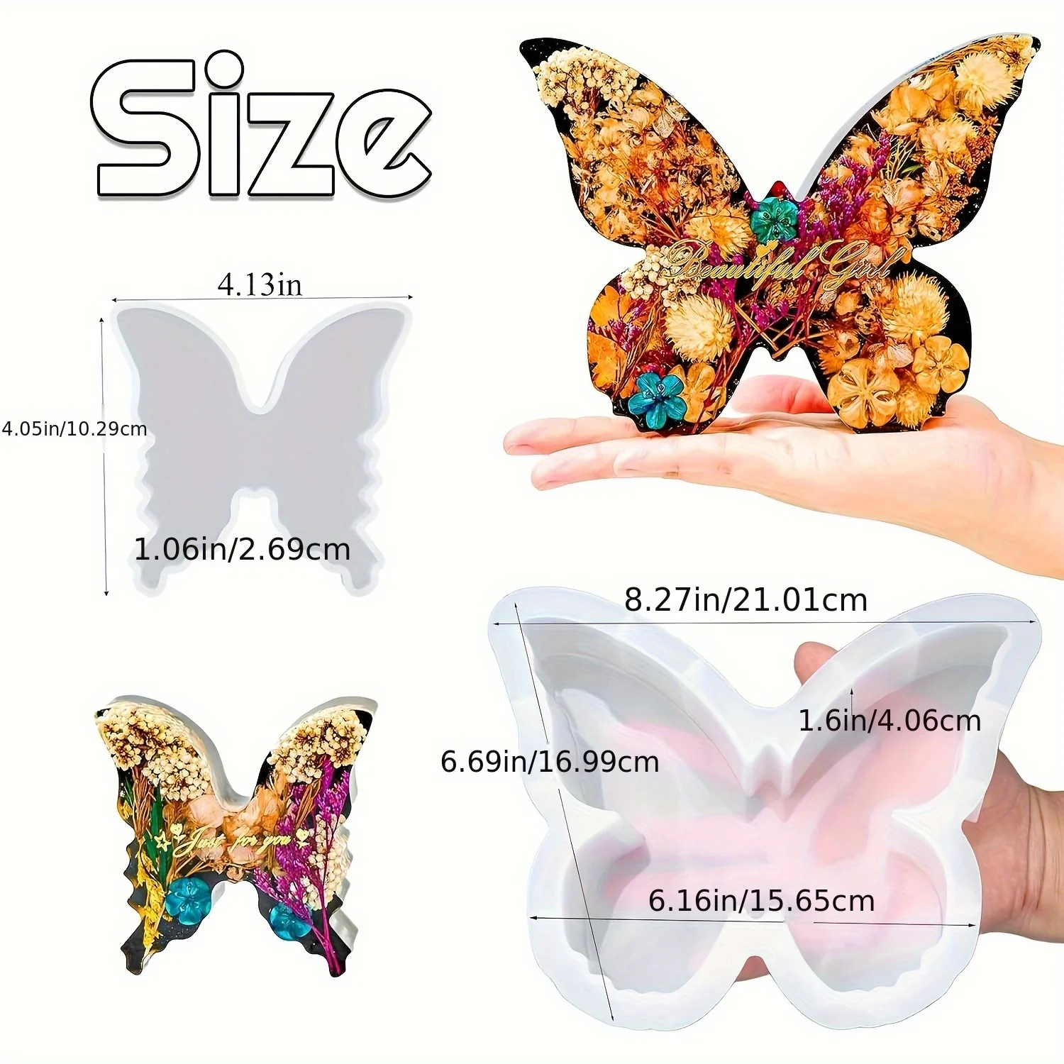 Two sizes of butterfly resin m - Flower Preservation Resin ulasan dan harga