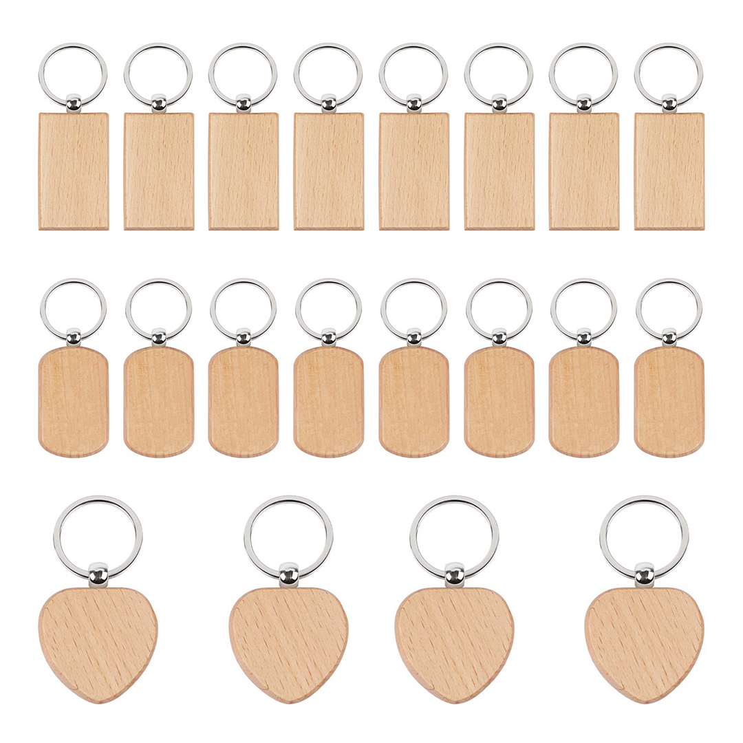 20PCS Unfinished Wood Keychain - Wood Ring Blank ulasan dan harga