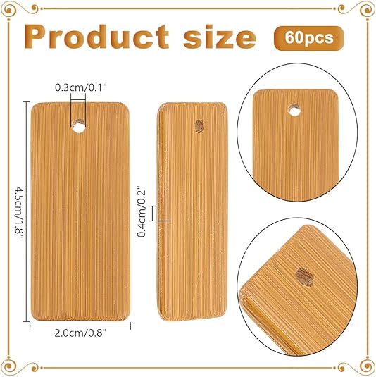 50pcs Wooden Tags Key Ring Bla - Wood Ring Blank ulasan dan harga