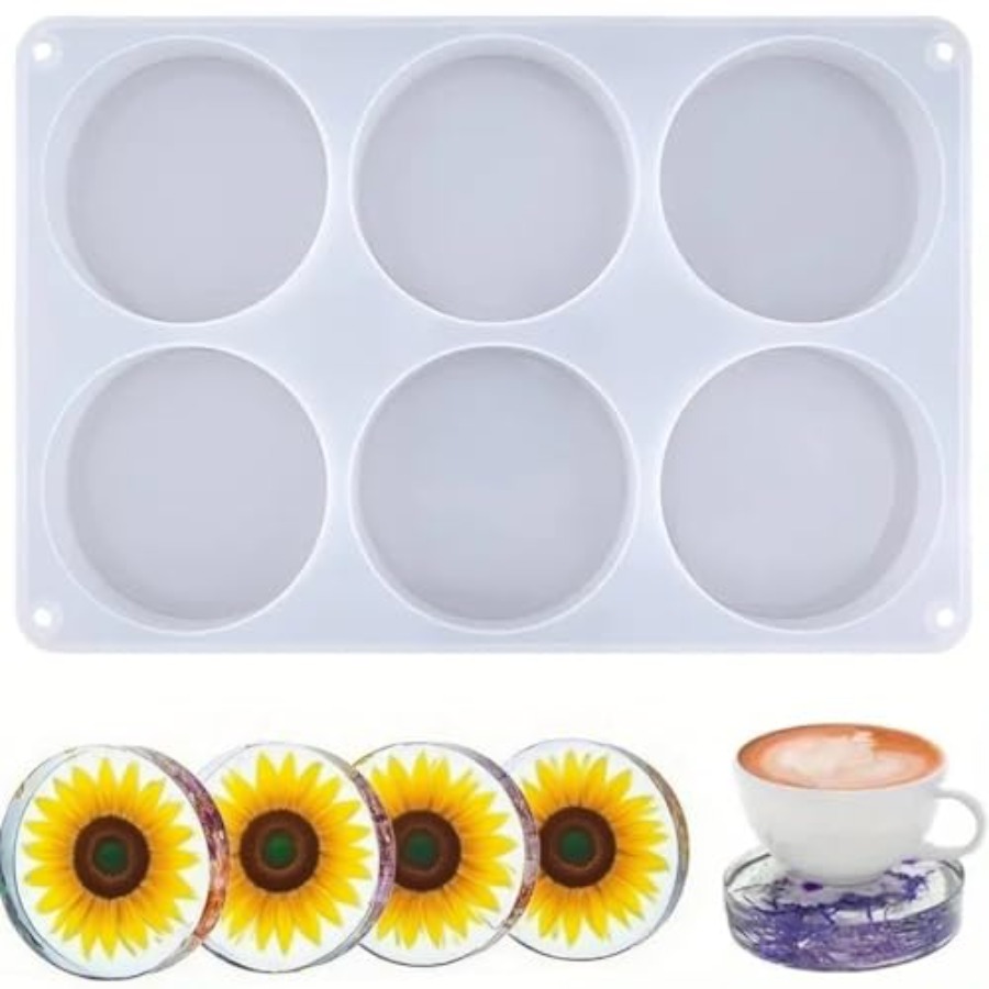 6-Cavity Deep Round Coaster Si - Flower Preservation Resin ulasan dan harga