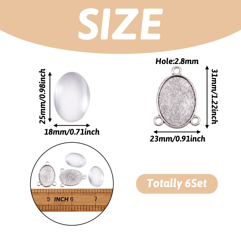 6sets Oval Alloy Pendant Blank - Bezels Set Pendant ulasan dan harga