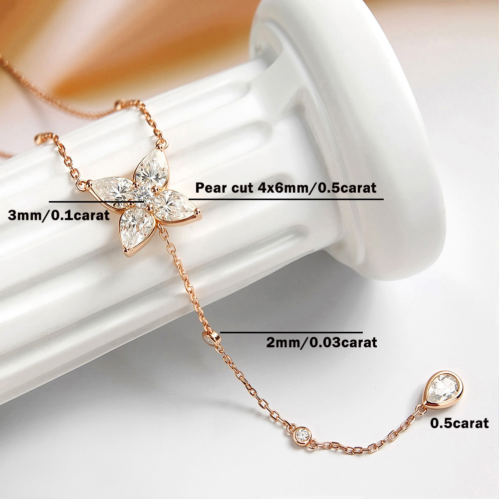 Pear/Round Bezel Set Moissanit - Bezels Set Pendant ulasan dan harga