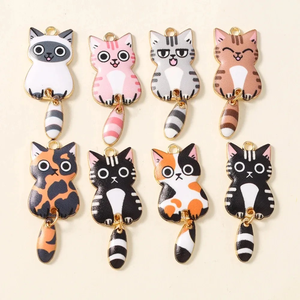 10Pcs 16×39mm Cute Cartoon Cat - Resin Crafts Diy ulasan dan harga