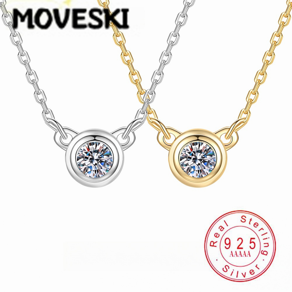S925 Sterling Silver Moissanit - Bezels Set Pendant ulasan dan harga