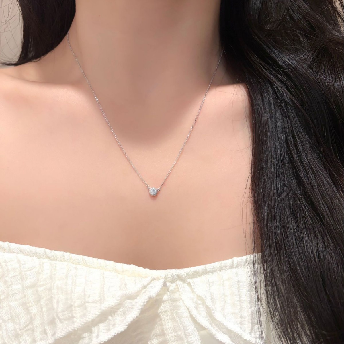 S925 Sterling Silver Moissanit - Bezels Set Pendant ulasan dan harga