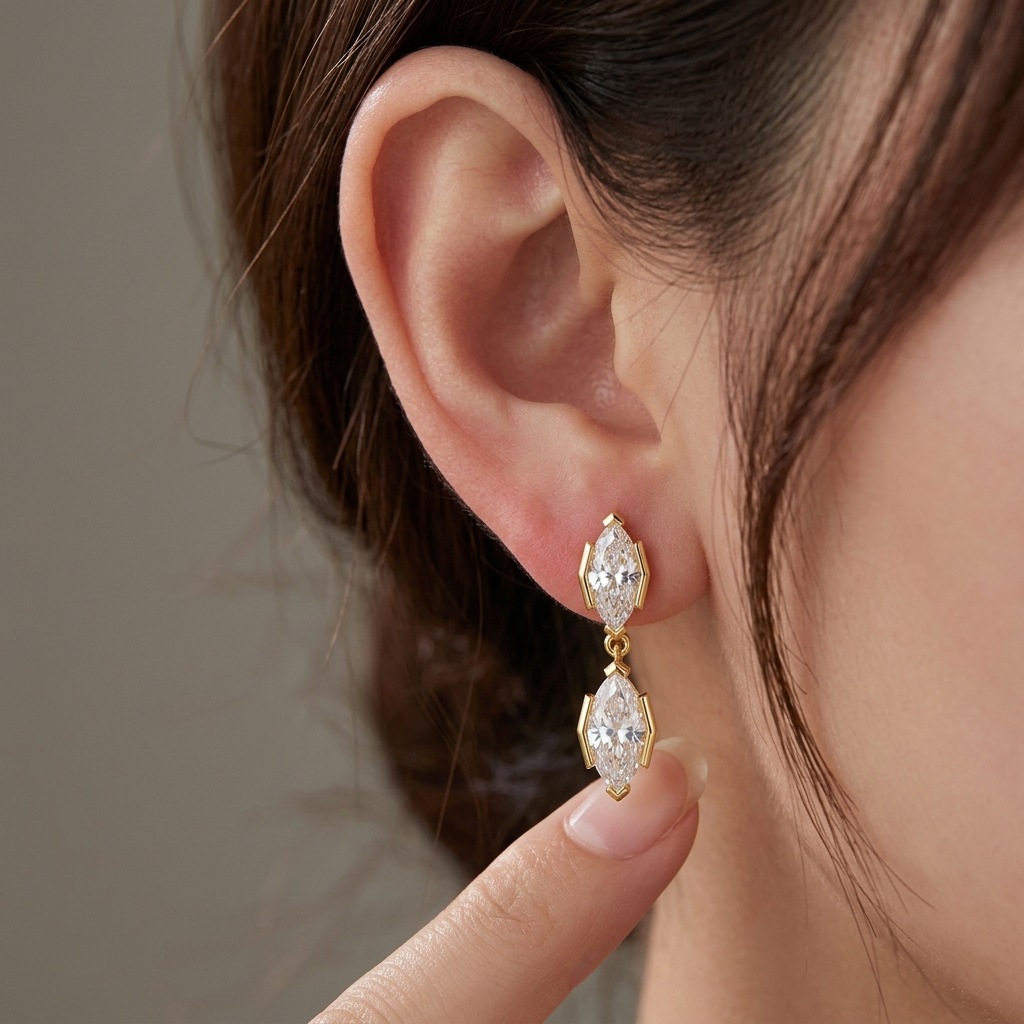 EWYA 3CT Marquise Cut Moissani - Bezels Set Pendant ulasan dan harga