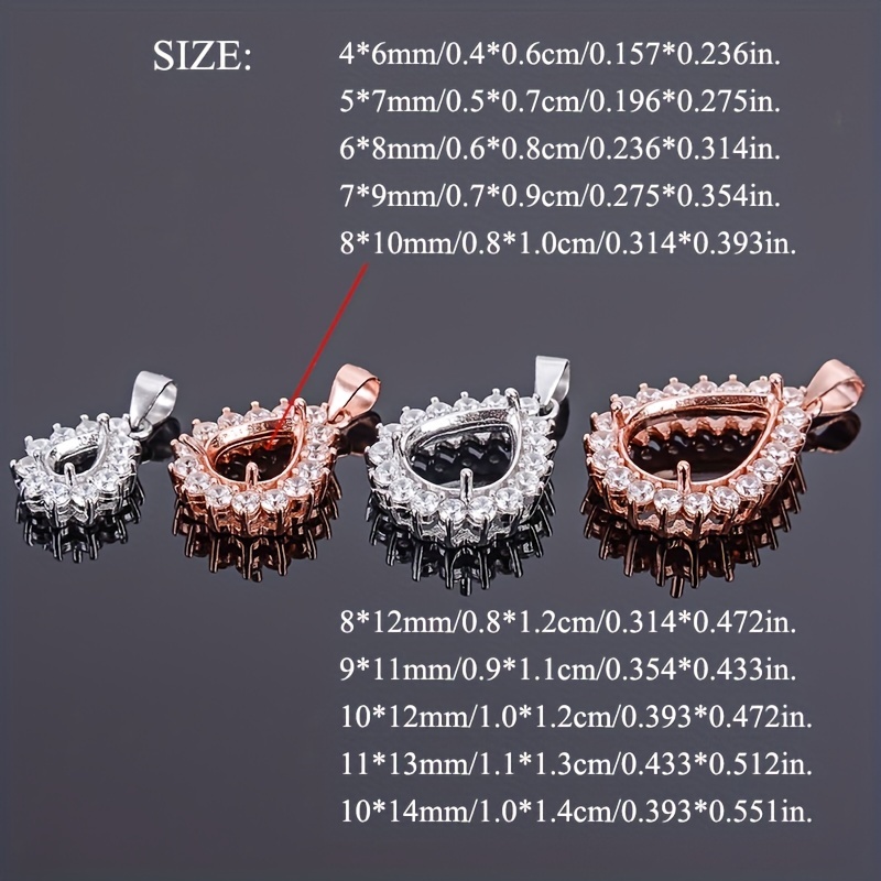 1pc Rose Golden Silvery Tear D - Bezels Set Pendant ulasan dan harga