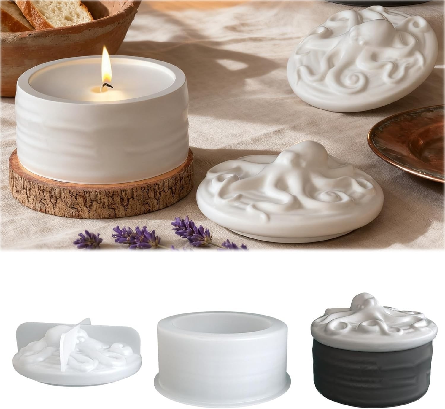 Octopus Lid Candle Jar Silicon - Resin Ocean Wave Mold ulasan dan harga