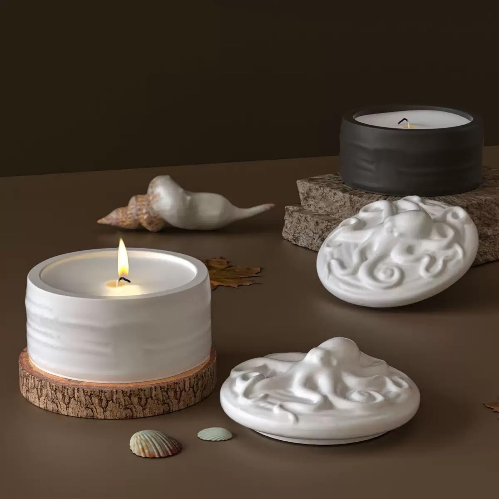 Octopus Lid Candle Jar Silicon - Resin Ocean Wave Mold ulasan dan harga