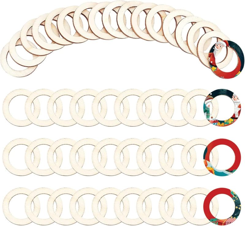 100 Pcs 30mm Natural Wood Ring - Wood Ring Blank ulasan dan harga