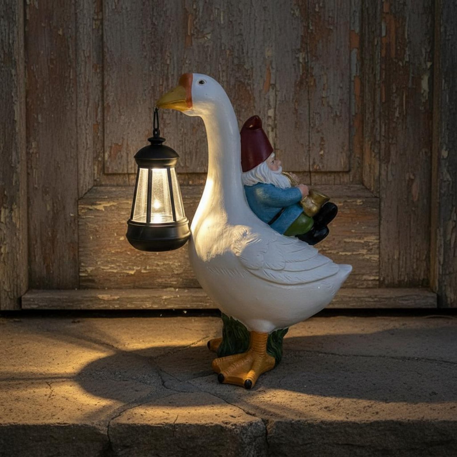 Gnome Riding Goose Statue Weat - Crafting Resin ulasan dan harga