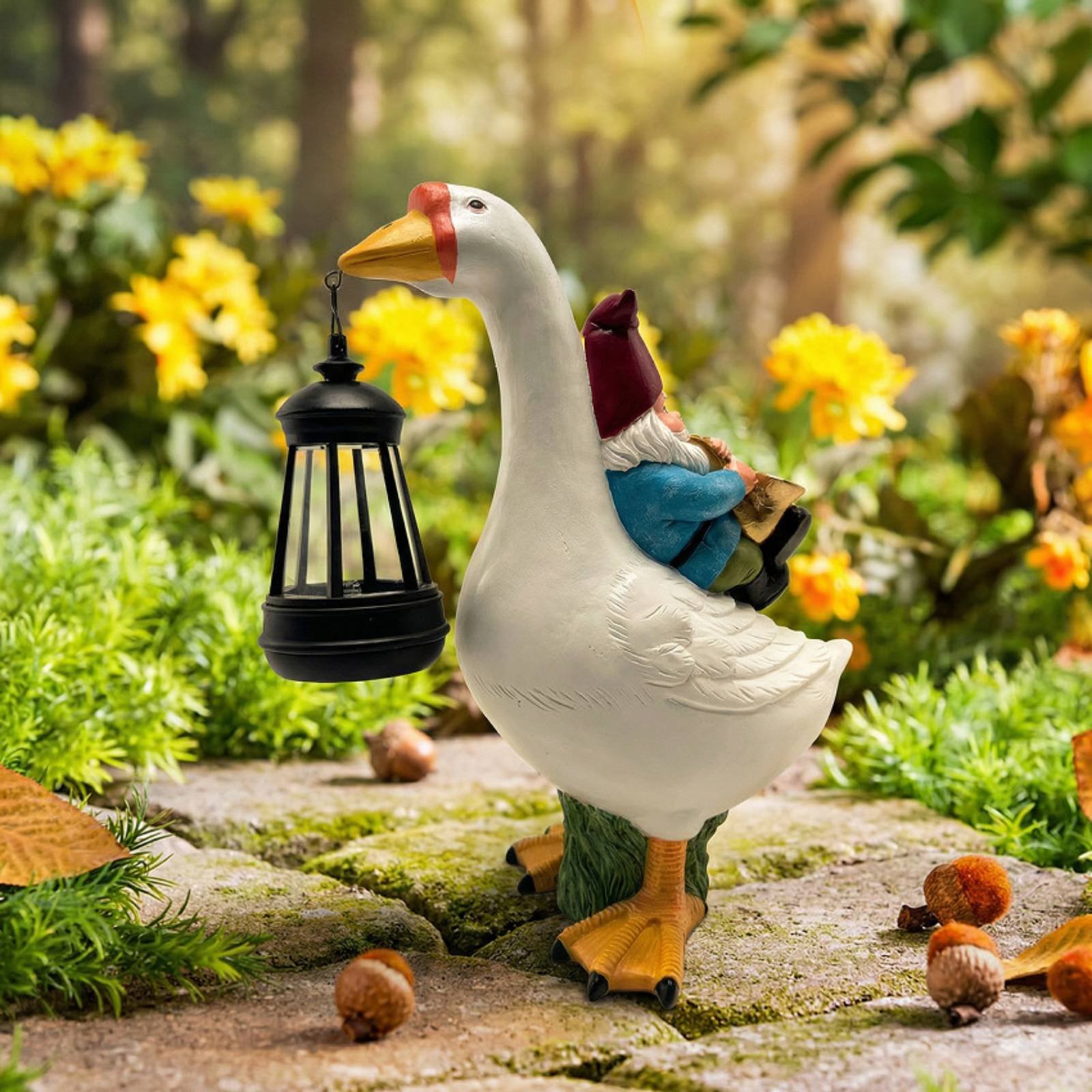 Gnome Riding Goose Statue Weat - Crafting Resin ulasan dan harga
