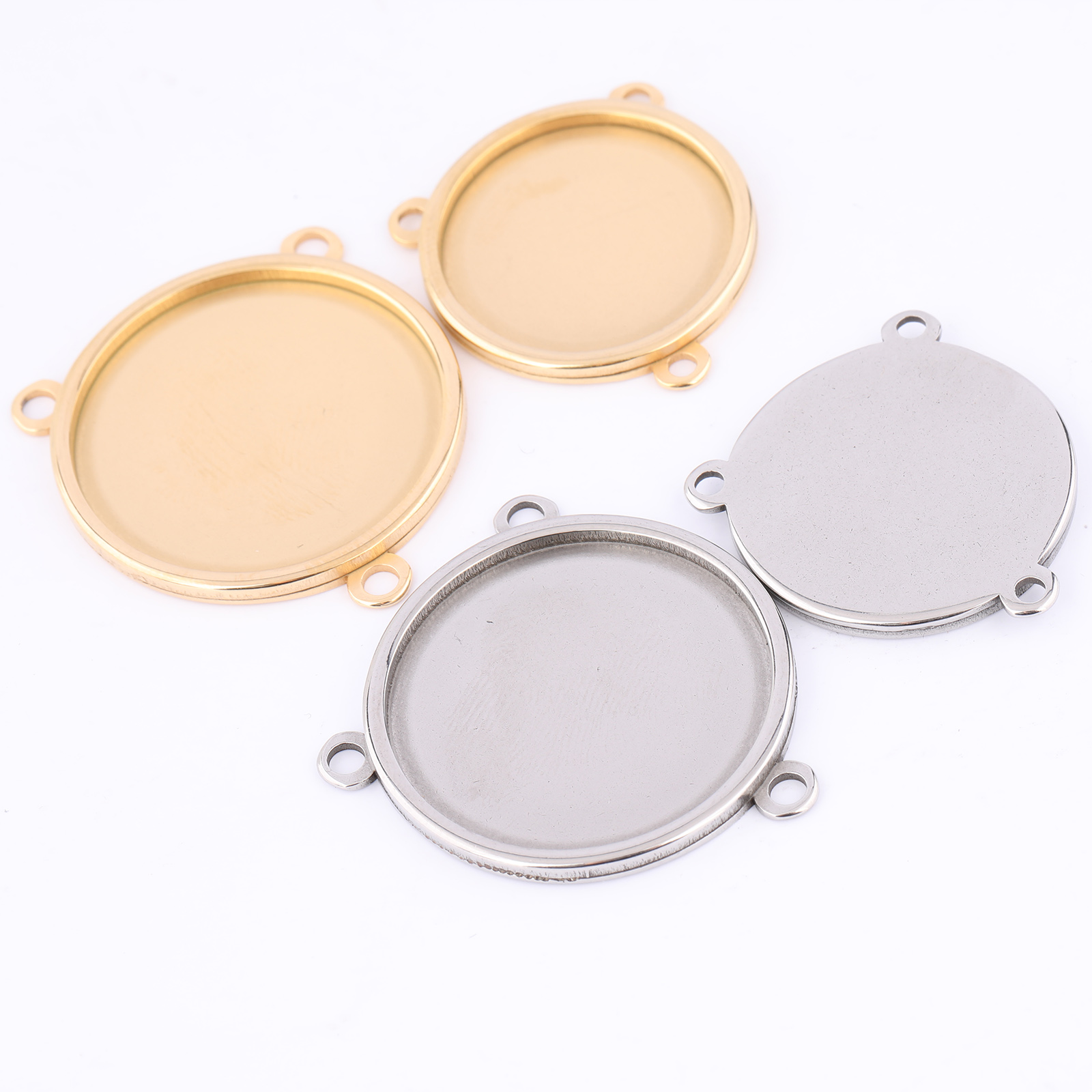 5pcs Stainless Steel Gold Plat - Bezels Set Pendant ulasan dan harga