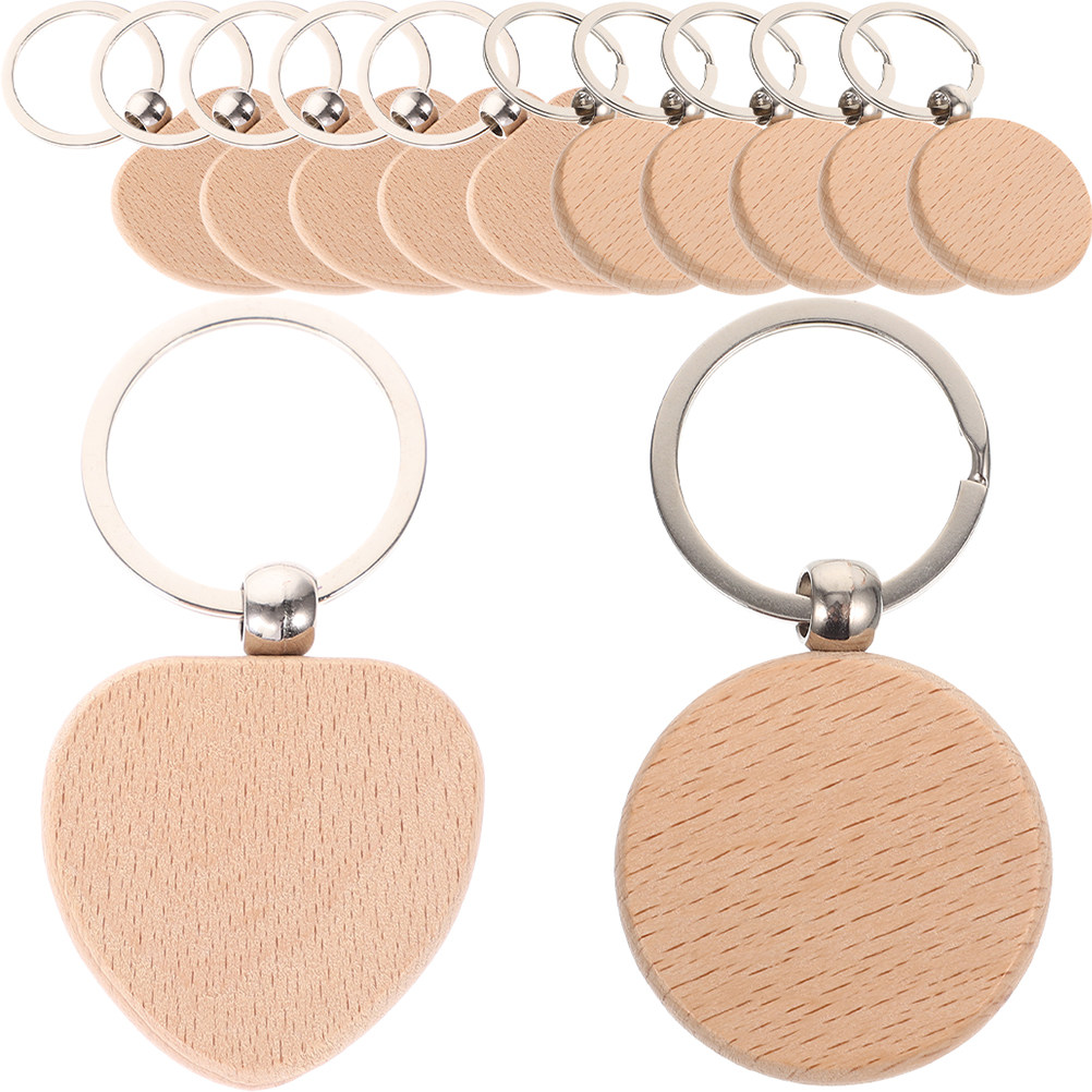 12Pcs Wooden Keychain Blanks S - Wood Ring Blank ulasan dan harga