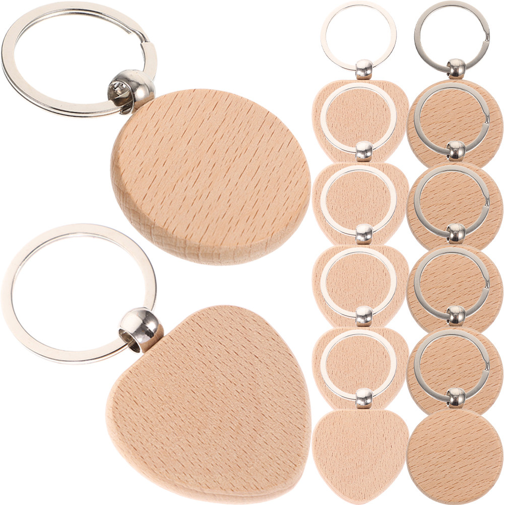 12Pcs Wooden Keychain Blanks S - Wood Ring Blank ulasan dan harga